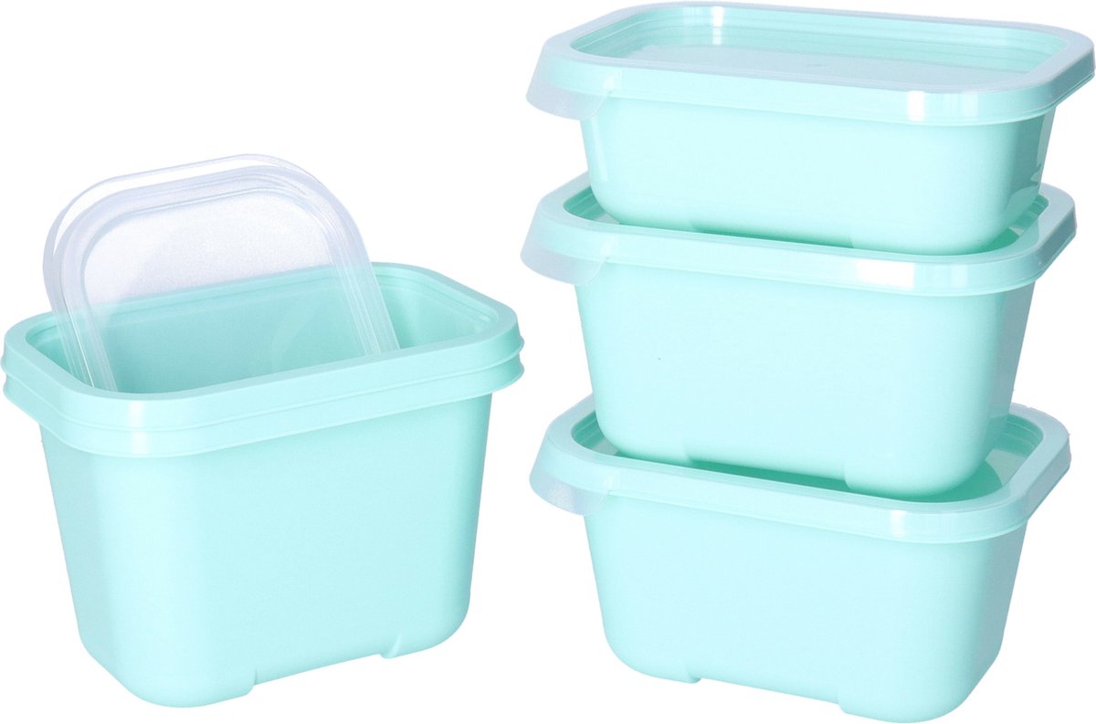 Juypal Vershoudbakjes nestbaar - 5 delig - BPA vrij - meal prep - diverse maten - mintgroen - luchtdicht - herbruikbaar