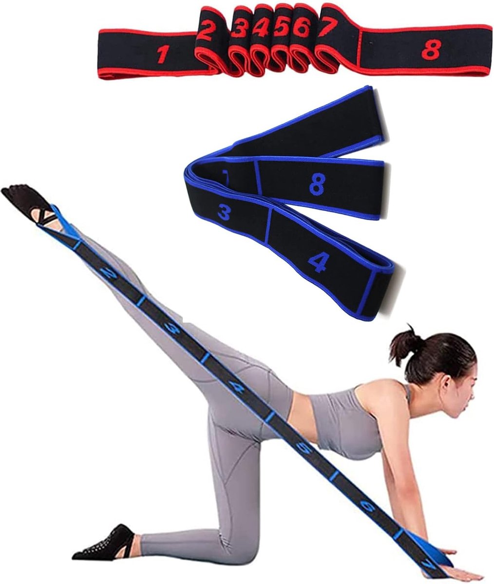 Riokem ® Verstelbare Fitness Stretchbanden Set voor Yoga, Dans en Gymnastiek - 2 Stuks