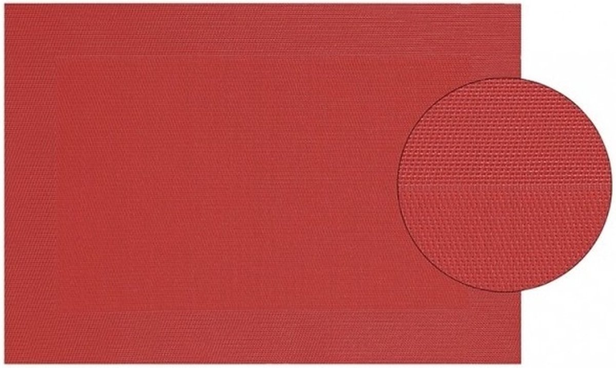 Placemats - 6x stuks - rood - gevlochten - 45 x 30 cm - onderleggers