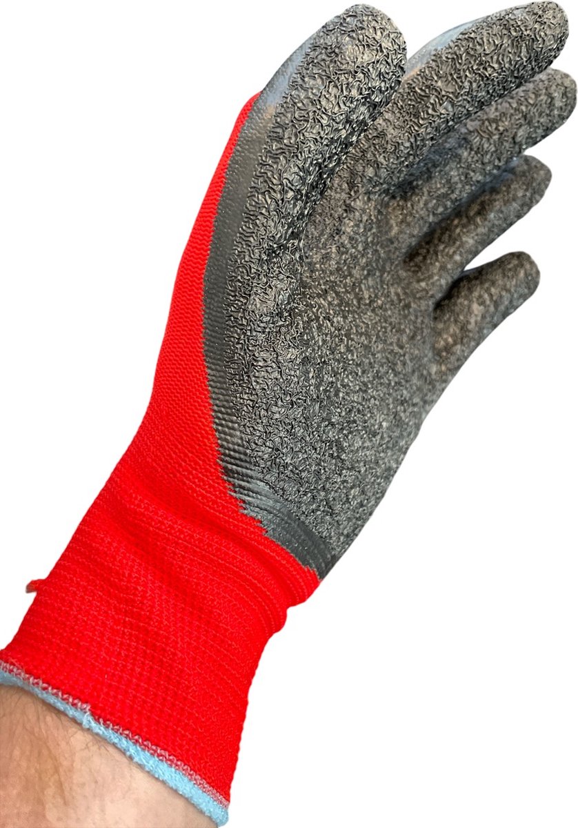 Cobra werkhandschoenen heren - rood/zwart - latex gecoat - maat 11 XL/XXL - 12 paar
