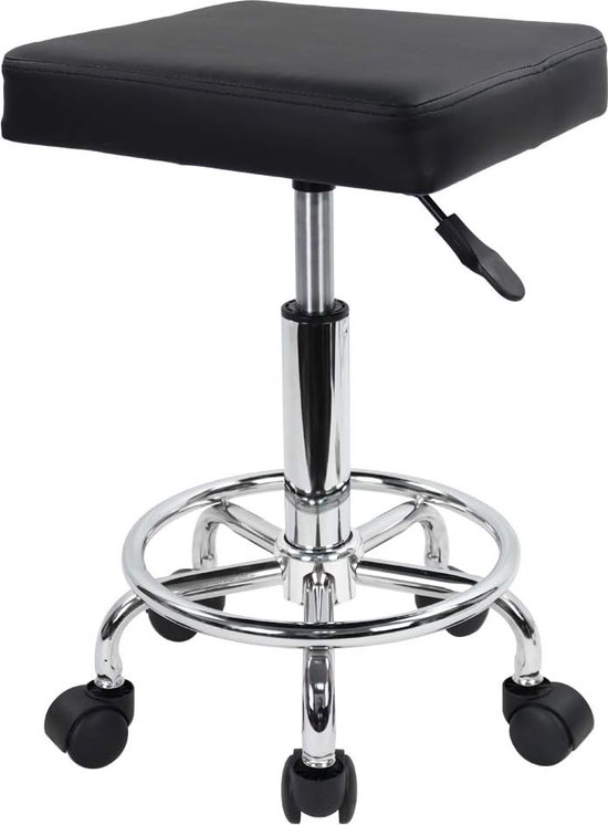 KKTONER Bureaukruk met wieltjes, in hoogte verstelbaar, 46-62 cm, kunstleer, geel