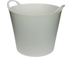 Flexibele opbergmand - wit - kunststof - 20 liter - 35 x 30 cm - wasmand/emmer