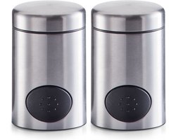 Zeller Zoetjes dispenser - 2x - 8,5 cm - RVS - Koffie/thee drinken - Zoetstof tabletten