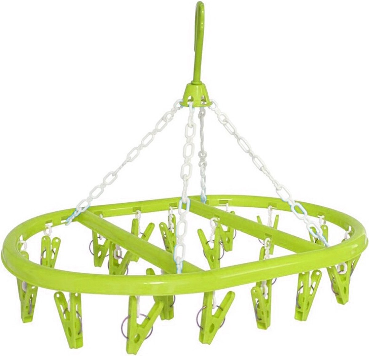 Goedkoopste Droogcarrousel/droogmolen groen met 20 knijpers 41 x 32 cm - Droogrek/Droogmolen/Wasrekje