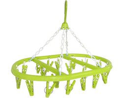 Droogcarrousel/droogmolen groen met 20 knijpers 41 x 32 cm - Droogrek/Droogmolen/Wasrekje