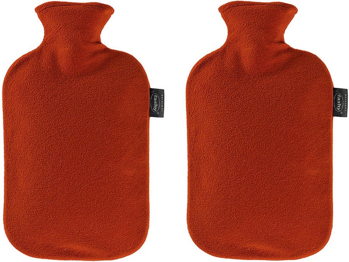 Goedkoopste 2x Kruiken met fleece hoes rood 2 liter - warmwaterkruik