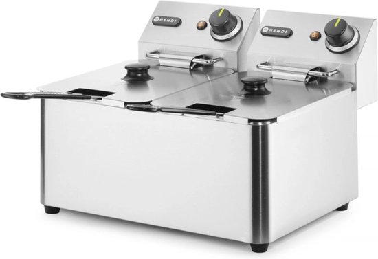 HENDI Dubbele friteuse – roestvrij staal – 2x4x L – 6000W – uitneembare elementen