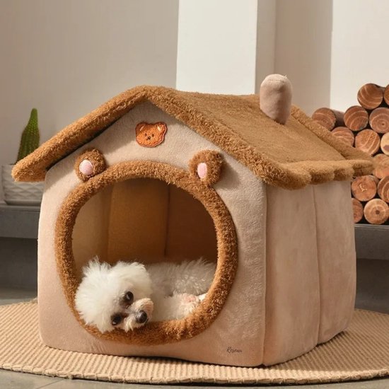 Foto: Hondencave hondenmand cave cozy hondengrot dierenslaapzak hondenslaapzak kattenhol huis bruin