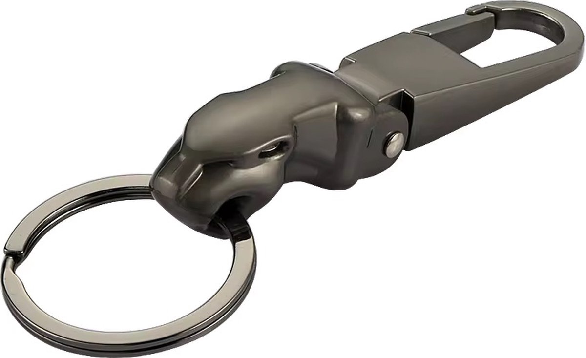 Luipaard Sleutelhanger - Auto Sleutelhanger - Gun Metal - Zinkregeling - Verjaardag - Kerst - Sinterklaas