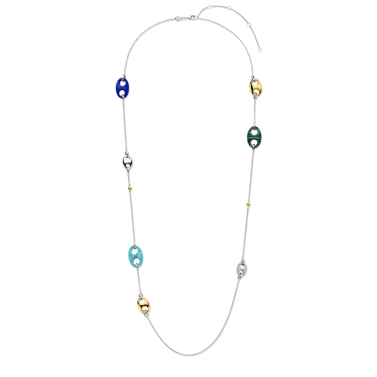 TI SENTO Dames Ketting - 925 zilver - Turquoise - Maat 80 - 34064TQ