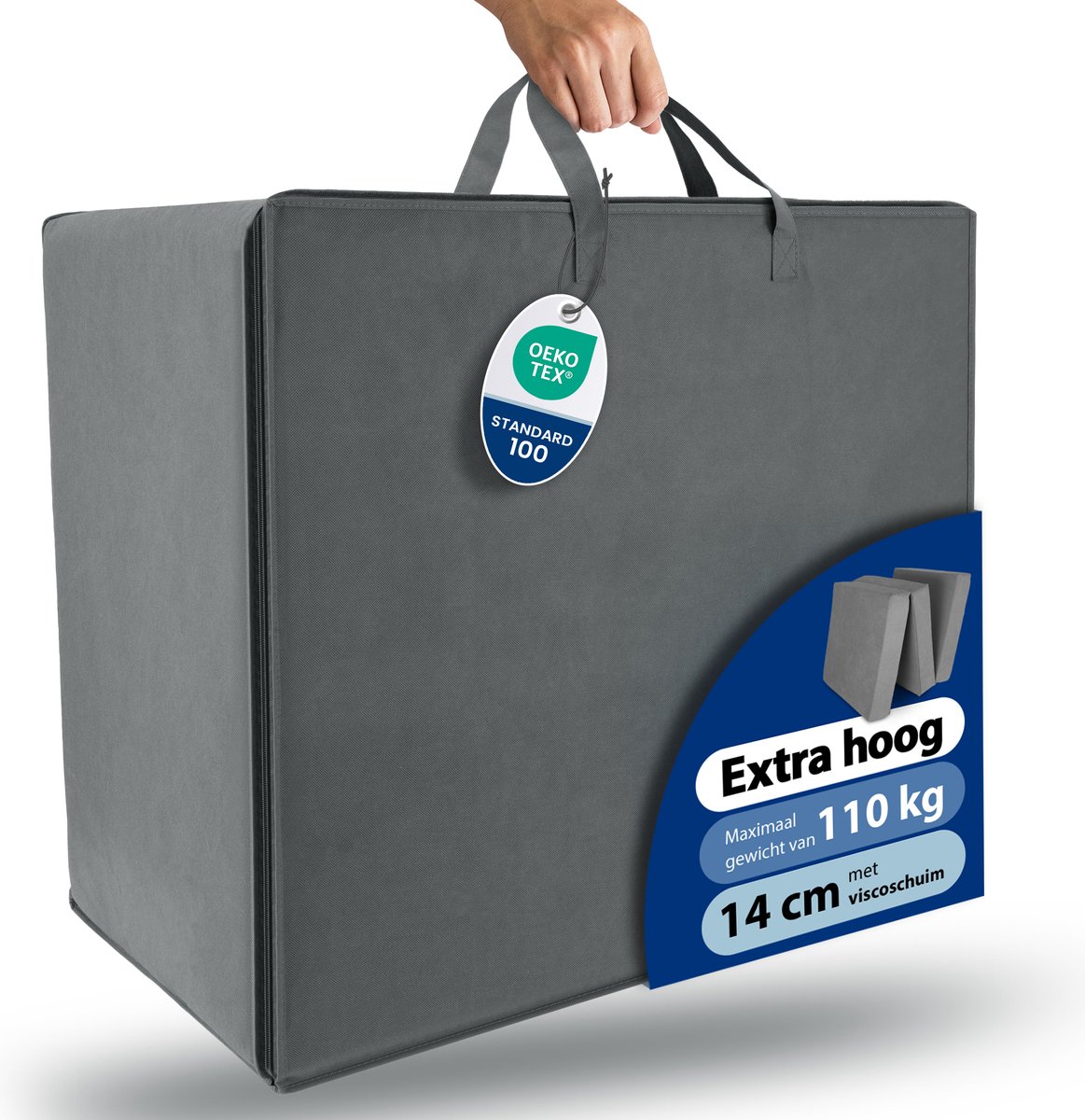 Beautissu VS95 â€“ Robuuste Draagtas voor Opvouwbare Matras Model XL 90x200 cm â€“ Gemakkelijk Transport met Ritssluiting â€“ Grijs
