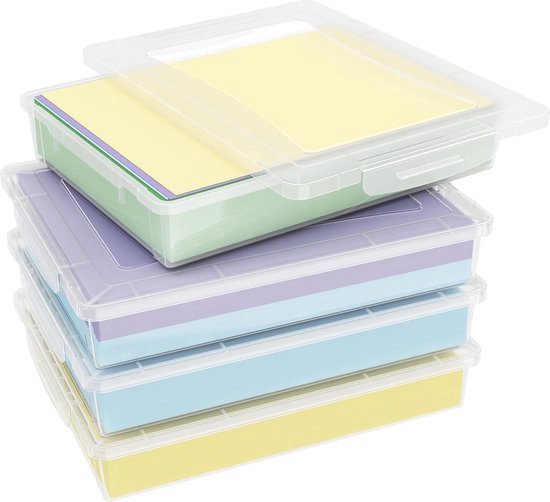 4 Pack Plastic Multi-function Storage Box with Locked Lids A4 Paper ...