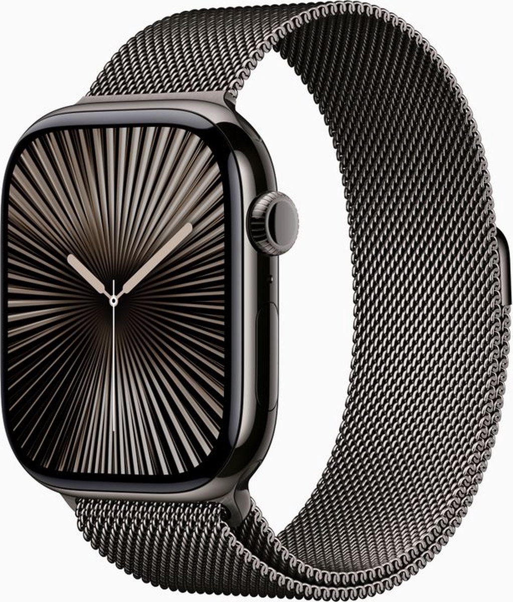 Afbeelding 2 van Apple Watch Series 10 - Wifi + 4G - 42mm - Slate Titanium Case met Slate Milanese band - M/L