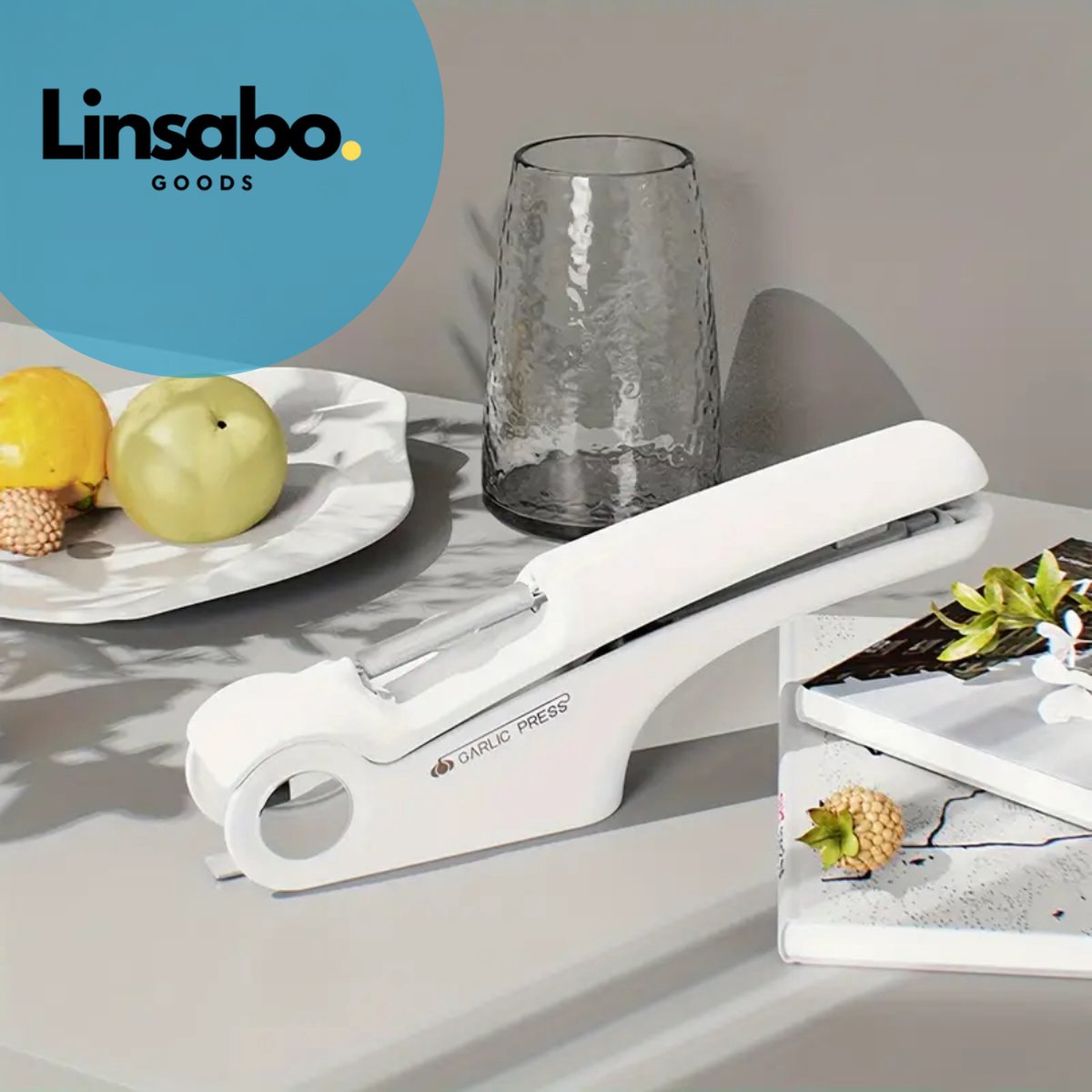 Linsabo Goods Ultieme 4-in-1 Knoflookset – Perser Snijder Blikopener & Dunschiller – Perfect voor Thuis & Restaurantgebruik