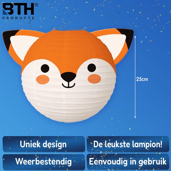 Sint Maarten Lampion Kind Treklampion Sint Maarten Dierenhoofdjes Jungle Feest Verjaardag Versiering Vos - 1 Stuk