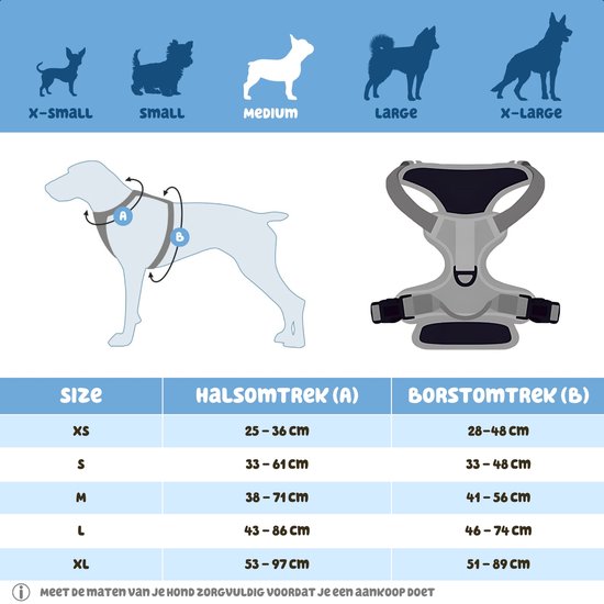 JAXY Harnais pour chien - Harnais pour chien - Harnais pour petit chien - Harnais en Y pour chien - Harnais pour chien - Harnais anti- Trek pour chien - Réfléchissant - Taille M - Blauw