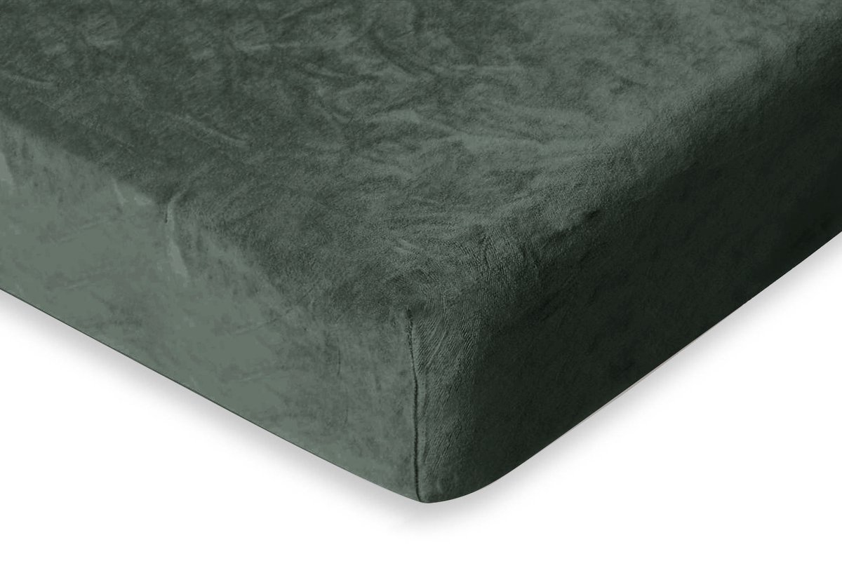 Eleganzzz Hoeslaken 200 gr/m2 Hoogwaardig Flanel Fleece 35cm Hoekhoogte - Green - 80/90x200 - Hoeslakens - Eenpersoons - Fluffy Hoeslaken