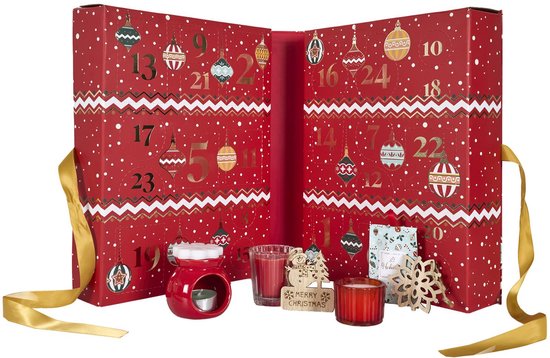 Kerstmis Adventskalender - 34 x 25 x 14 cm - Feestdagen Kalender - Adventkalender - Kerstcadeau - Kerst - Cadeau - Adventskalenders - Rood