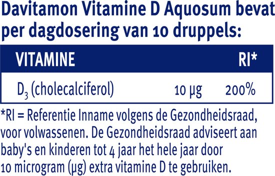 Davitamon vitamine D Aquosum – bevat vitamine D3 - vitamine D baby op waterbasis - 25 ml