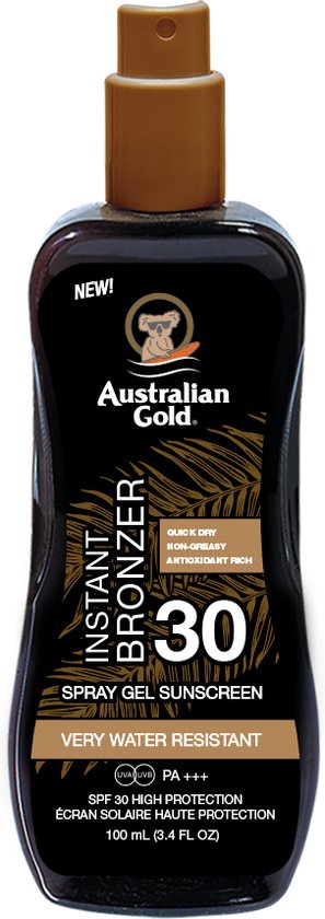 Foto: Australian gold spf 30 spray gel met bronzer 100 ml reisformaat