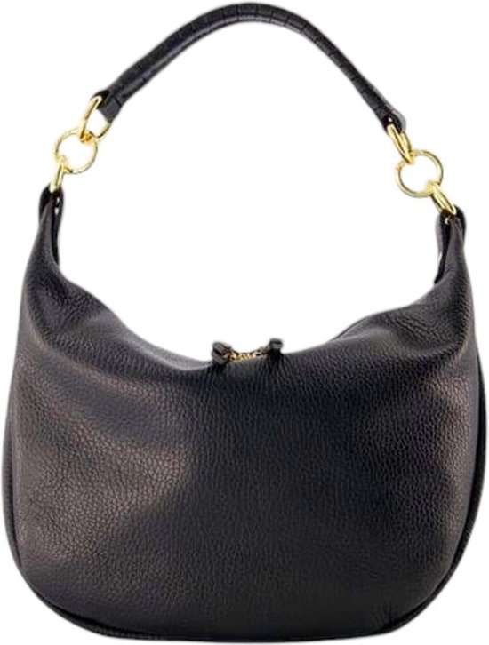 Sac à bandoulière Chique en cuir noir Bracelet en cuir tressé
