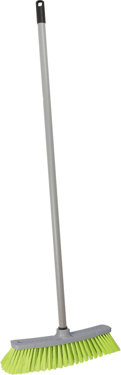 Goedkoopste Brumag zachte bezem voor binnen - bezemkop limegroen - breedte 35 cm - steel 130 cm - voor alle vloeren - zachte haren - kunststof