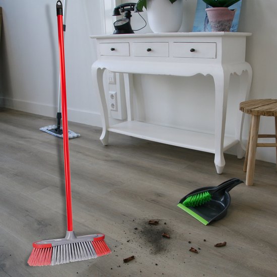Brumag zachte bezem voor binnen - bezemkop rood/grijs - breedte 35 cm - steel 130 cm - voor alle vloeren - zachte haren - kunststof van Brumag — afbeelding 4