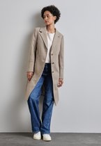 Manteau long à revers Street One Veste Femme unie - Quinoa Beige Melange - Taille 38
