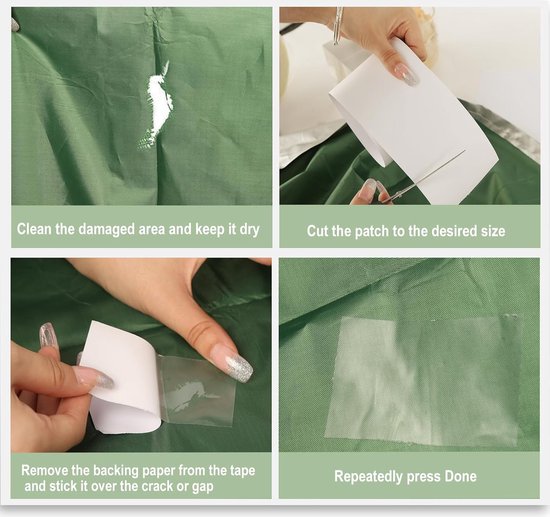 Reparatie Tape - 2Stuk - Universeel - Transparant - 8cm x 2M - Reparatiedoek - Zelfklevend - Tent Tape - Professioneel - Waterdicht - Tenacious - Voor PVC-Gecoate - Wit - Waterdichte Afdichtingstape - Tenten/ Zonneschermen/ Parasols/ Zwembad/ Plastic van Tenacious — afbeelding 2