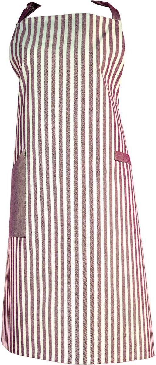 Keukenschort streep wit aubergine - 75 x 93 cm - 100 % katoen - Sander
