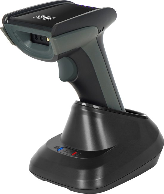 Barcode Scanner - Bluetooth - Draadloos - Met Slim Laadstation - Houder - Handscanner voor 1D Barcodes & 2D QR Codes - Plug & Play - Scannen van Papier en van Beeldscherm - Staza