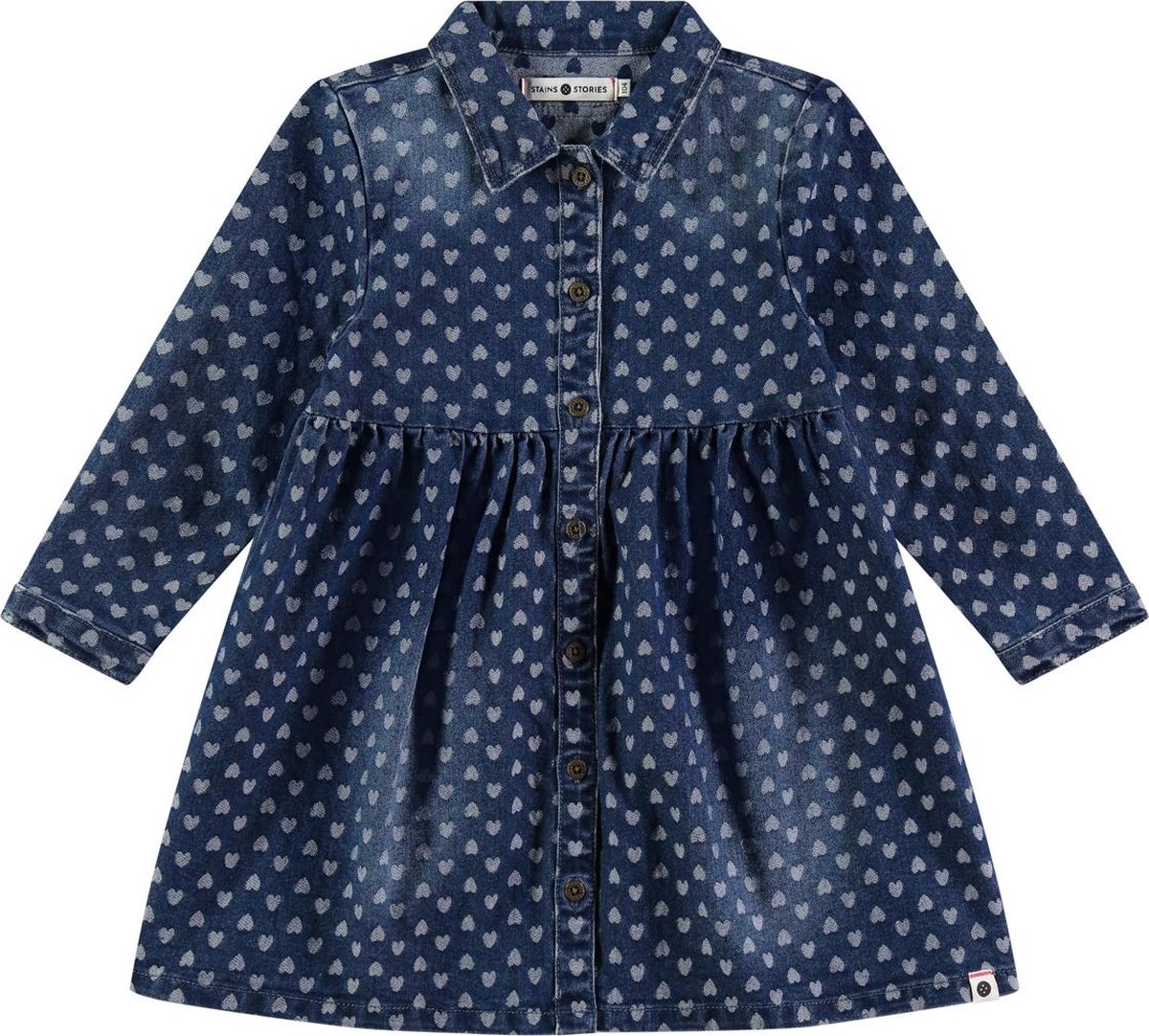 Stains & Stories girls denim dress Meisjes Jurk - Maat 104