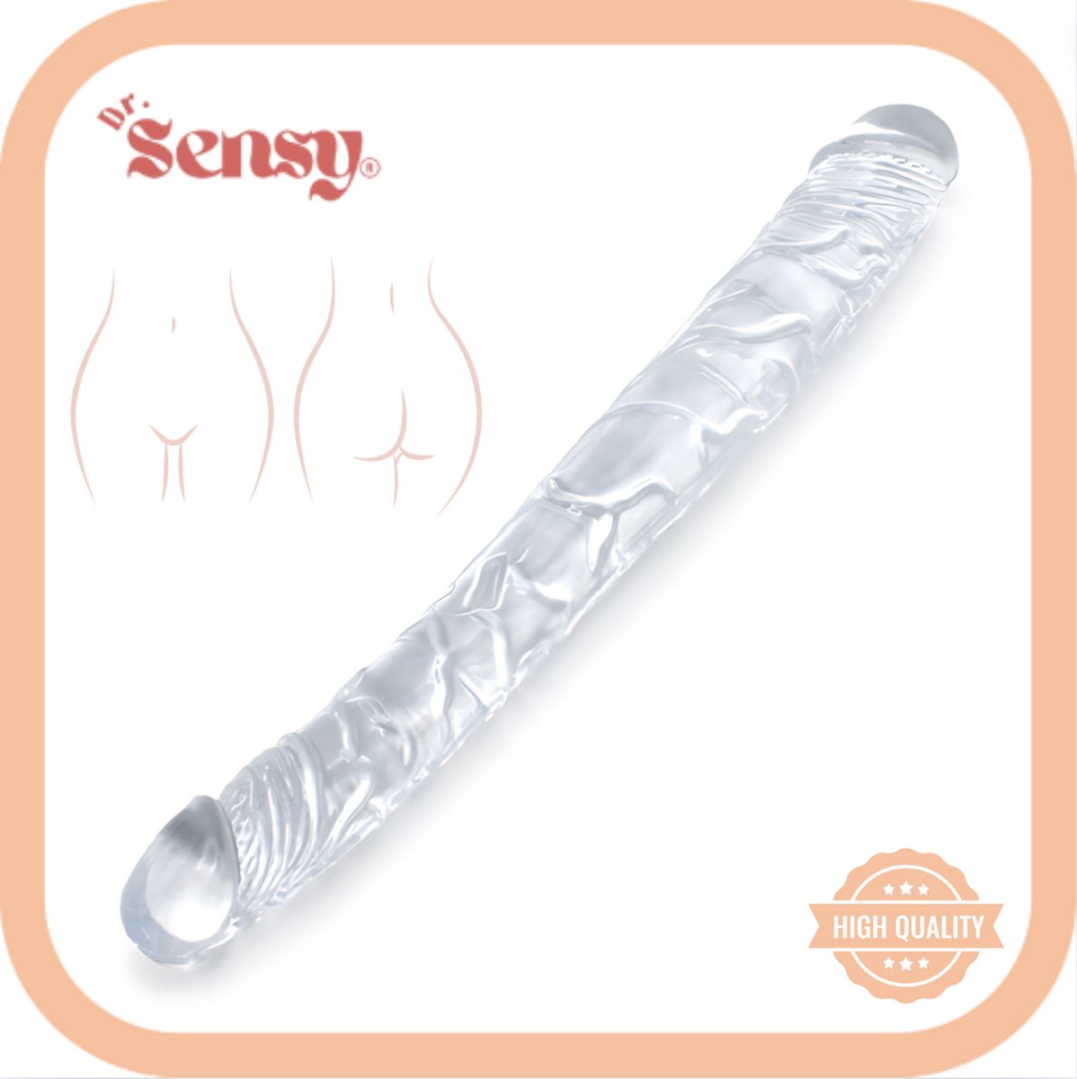 Goedkoopste Dr. Sensy Dubbele Dildo - Transparant - Doorzichtig - 42 cm - Seks Speeltjes