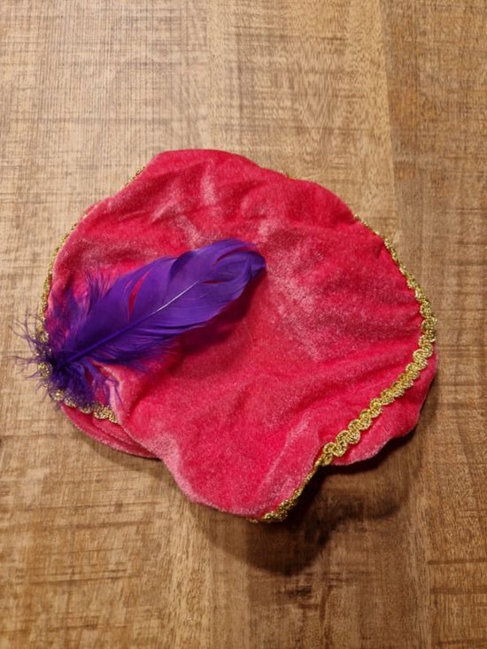 Gepersonaliseerde pietenmuts roze met veer