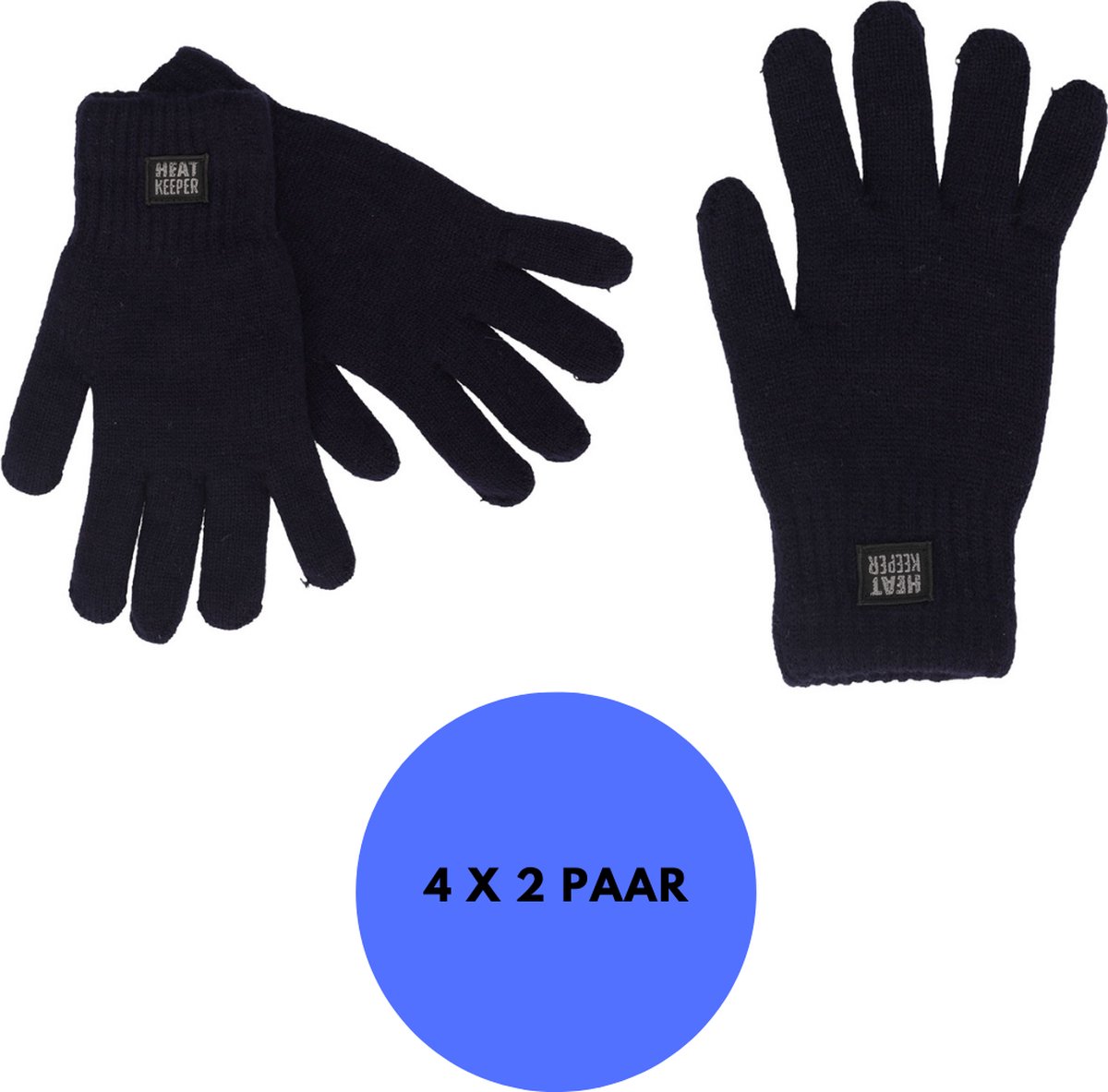 Heatkeeper Gebreide thermohandschoenen Heren – 4-Paar Marineblauw