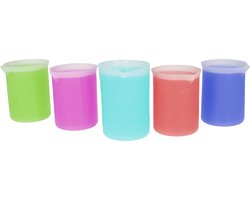 Siliconen buigbare maatbeker - Set van 4x 250ml + 1x 300ml - Doorzichtig - Maatbekers - Makkelijk opbergbaar - Schenktuit - Wasbol - Perfect voor het afmeten van meel en suiker