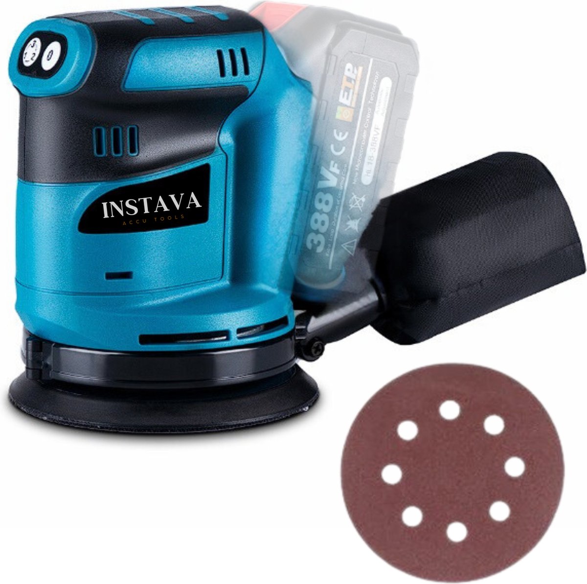 Instava Schuurmachine zonder accu Excentrische Schuur polijstmachine Geschikt Voor Makita 18v Accu 3 Snelheden Ø125mm Incl. Stofzak
