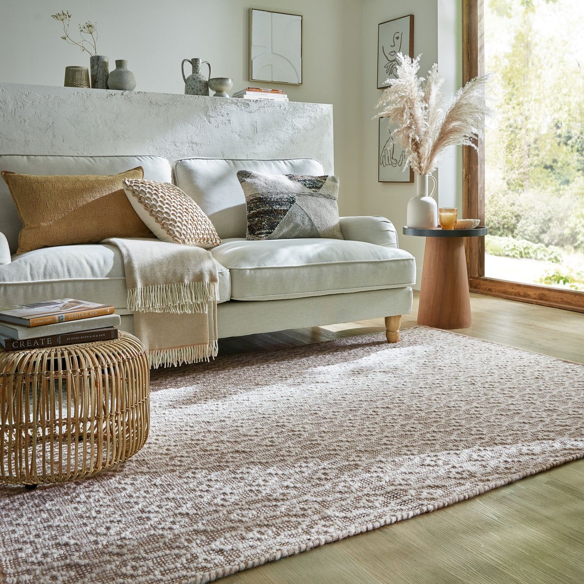 flycarpets Laagpolig vloerkleed Dream - Handgeweven - Wol - Naturel 80 x 150 cm
