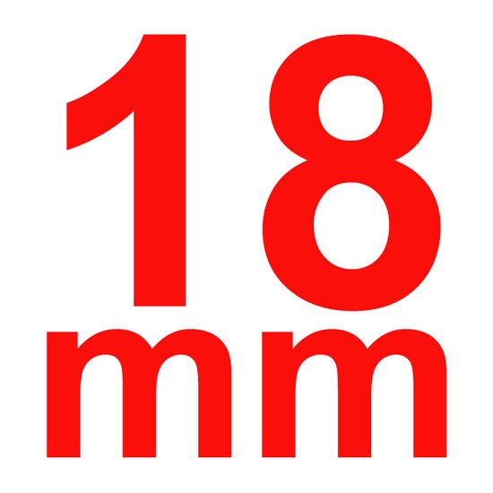 Grote rode tekst: 18 mm.