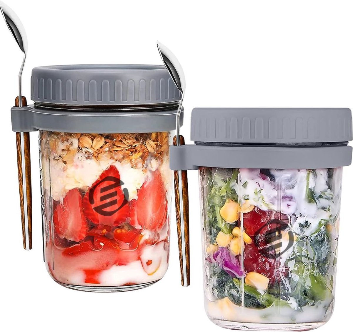Equivera Overnight Oats Potjes - Muesli Beker - Mason Jar - Havermout - Set - Must have voor jouw ontbijt