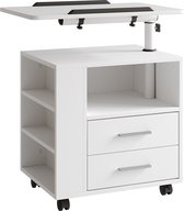 Vicco Table de chevet Bora, Wit, 60 x 69 cm avec 2 tiroirs