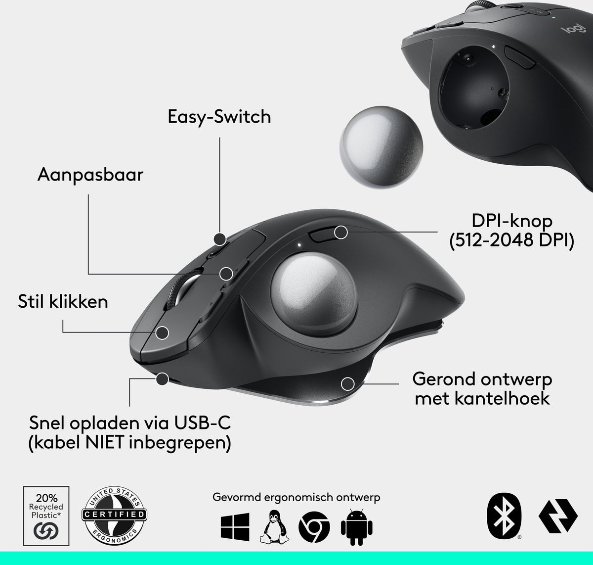 Logitech MX Ergo S - Draadloze Muis thumbnail 6