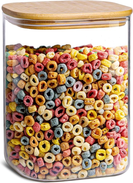 Récipients de stockage en verre carrés extra grands pour farine et Récipients de stockage en verre carrés extra grands pour farine et