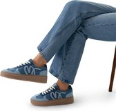 Manfield - Femme - Baskets en jean bleu - Taille 38