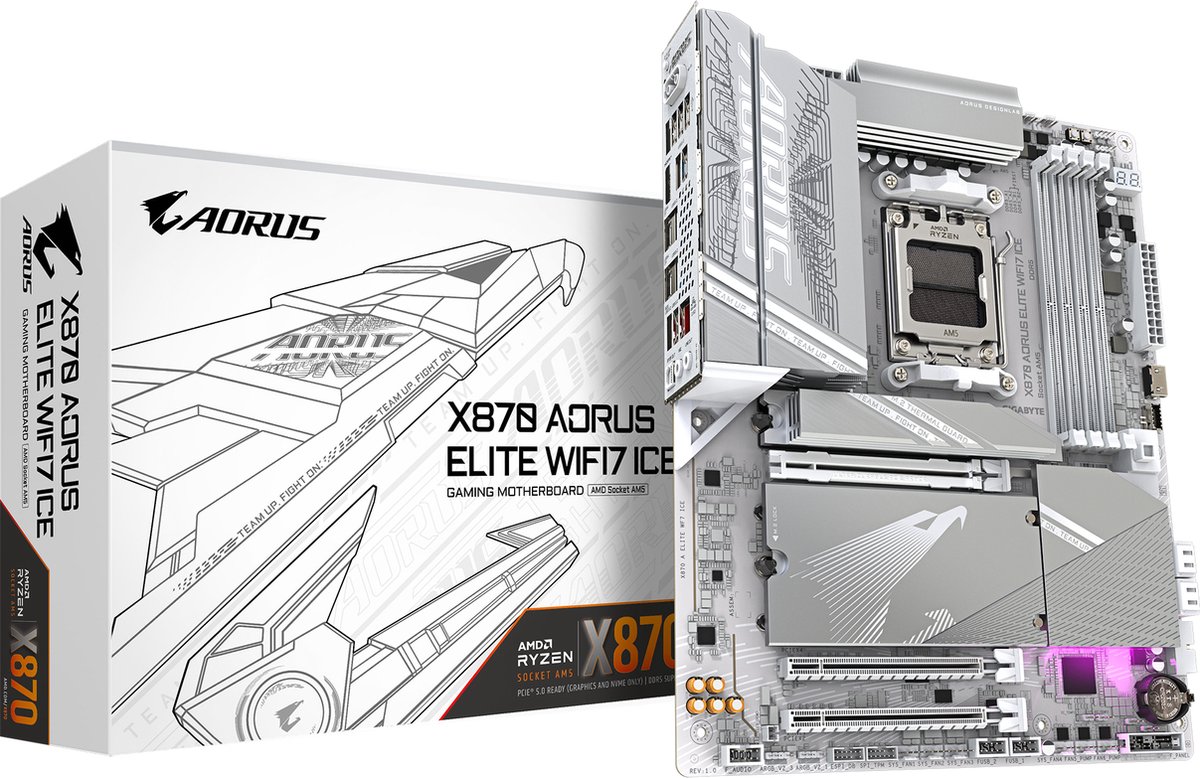 GIGABYTE X870 AORUS ELITE WIFI7 ICE moederbord RAID, 2,5Gb-LAN, WLAN, BT, Sound, ATX