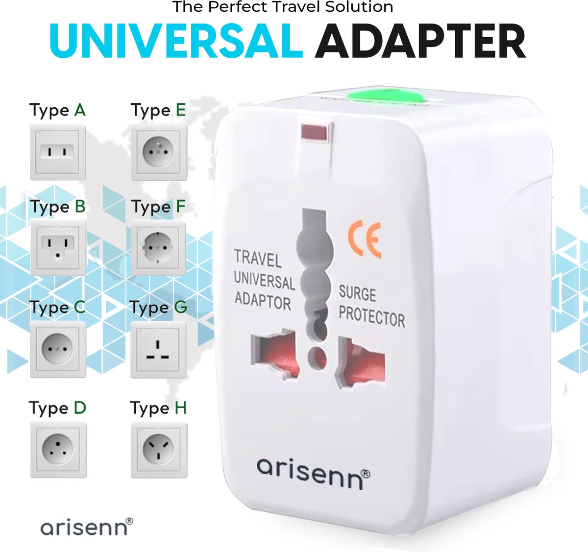 Arisenn® Wereldreiziger: Alles-in-één Reisstekker voor 150+ Landen | USB & AC | Compact & Lichtgewicht | Perfect voor Reis & Thuis | — cadeau in Gadgets - foto 4