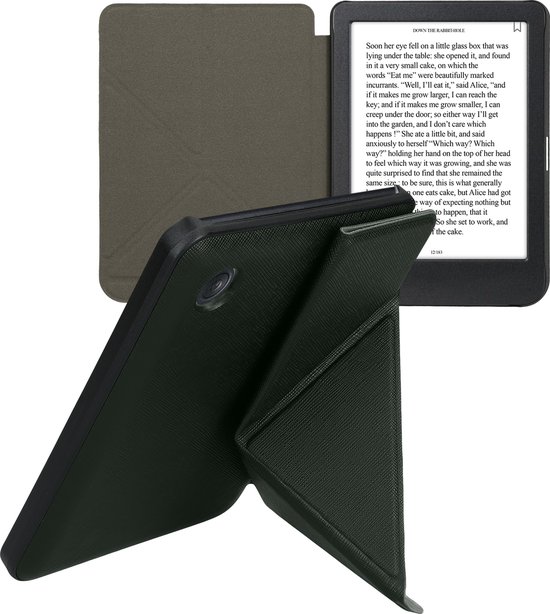 kwmobile e-reader hoesje geschikt voor Kobo Clara BW / Colour hoes - Ereader flip case met standaard - E reader cover van kunstleer - In donkergroen van Merkloos — afbeelding 3