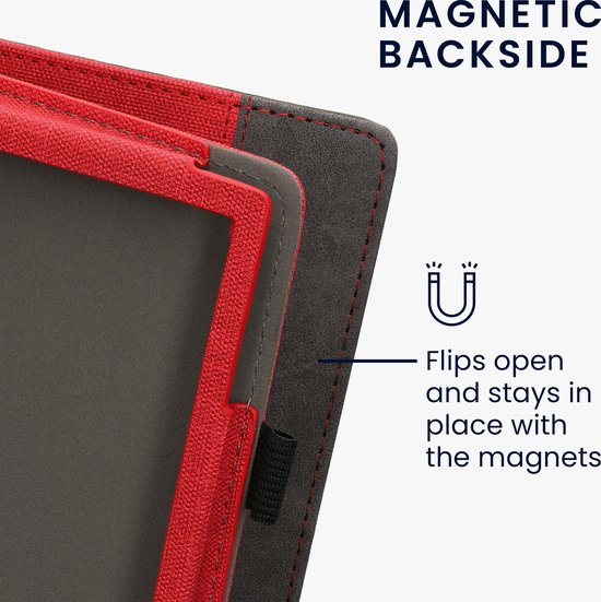 kwmobile flip cover voor e-reader - geschikt voor Pocketbook InkPad 4 / Color 3 / Color 2 / Vivlio InkPad 4 / InkPad Color 3 - Van imitatieleer en -suède - In rood / donkergrijs van kwmobile — afbeelding 3