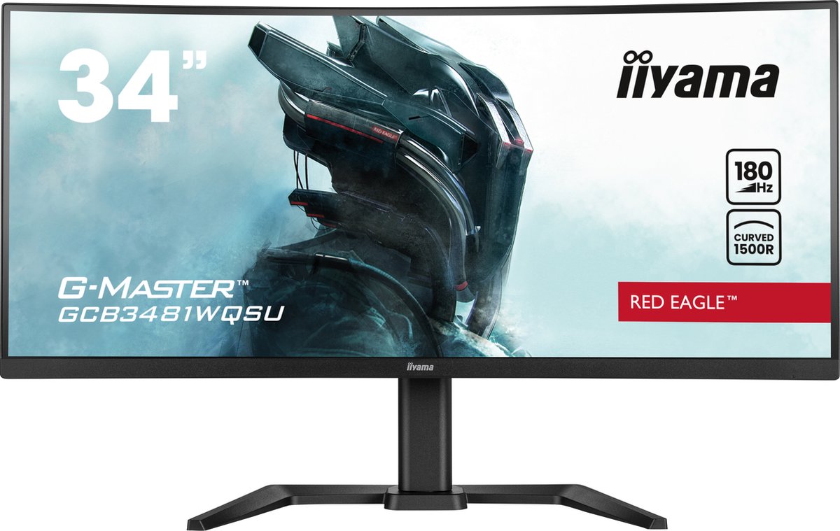 iiyama G-Master Red Eagle GCB3481WQSU-B1 gaming monitor 180Hz, HDMI, DisplayPort, Audio, AMD Free-Sync