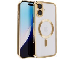 Coverzs magneet hoesje met camera cover geschikt voor Apple iPhone 16 hoesje - Telefoonhoesje geschikt voor magnetische accessoires - Transparante backcover - Telefoonhoesje met camerabescherming (goud)